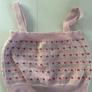 Pink Floral Knit Crop Top